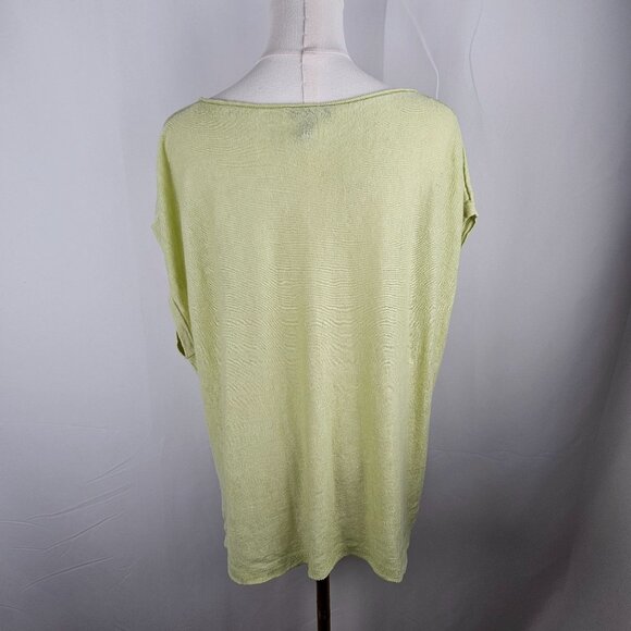 Eileen Fisher Organic Linen Top L/XL Light Green Boho Lightweight Relaxed Fit - Picture 3 of 7